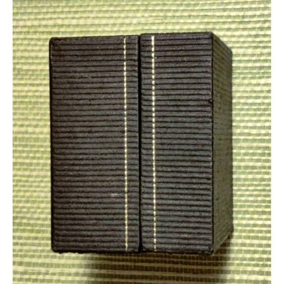 Vintage Hinged Top Wedding Ring Box Black with Gold Detail Black Velvet Ring Bed - Picture 3 of 8